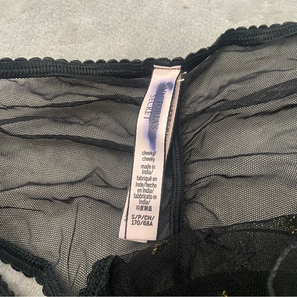 New! Victoria's Secret The Lacie Black Sheer Mesh Cheeky Panty 10403 - Picture 6 of 9